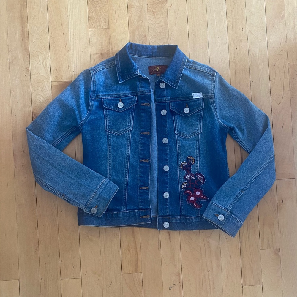 7 for all Mankind Floral Patch Jean Jacket